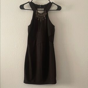 Crystal Doll Black Halter Mini Dress